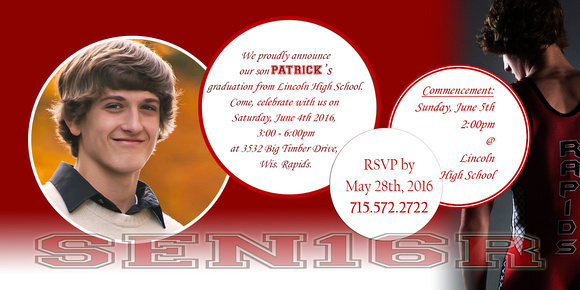 2016 PATRICK - 4x8 Card - Grad Invite